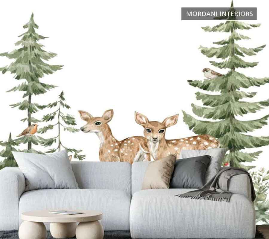 DEER FAMILY TROPICAL WALL MURALS _ I